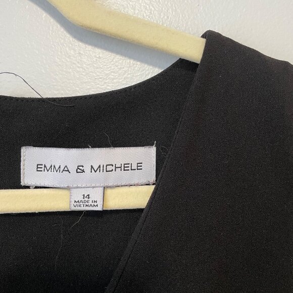 Emma & Michele Womens Black Sleeveless V-Neck Jumpsuit Size 14 With Back Zipper - Picture 4 of 5